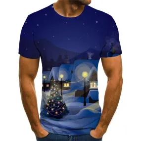 Christmas T shirts Men New Year T shirts Funny Snow Tshirts Cool Christmas Tree Tshirts Novelty