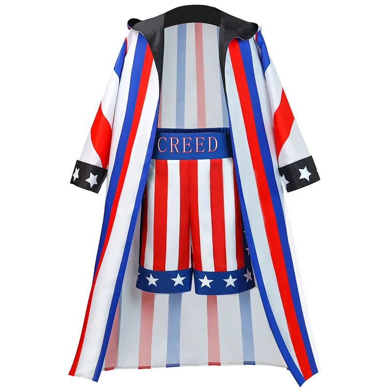 Creed 3 Adonis Creed Cosplay Costume Red Blue Short Robe Halloween Carnival Suit