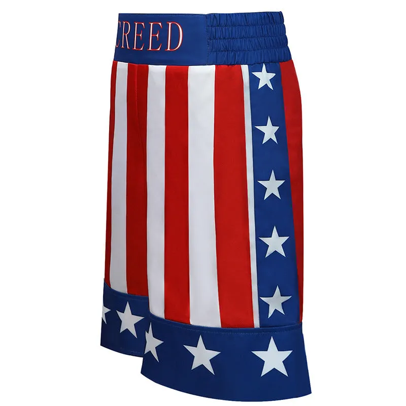 Creed 3 Adonis Creed Cosplay Costume Red Blue Short Robe Halloween Carnival Suit