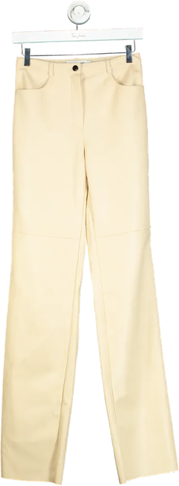 Cult Naked Cream Leather Straight-Leg Trousers UK S