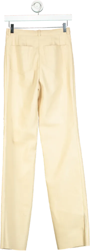 Cult Naked Cream Leather Straight-Leg Trousers UK S