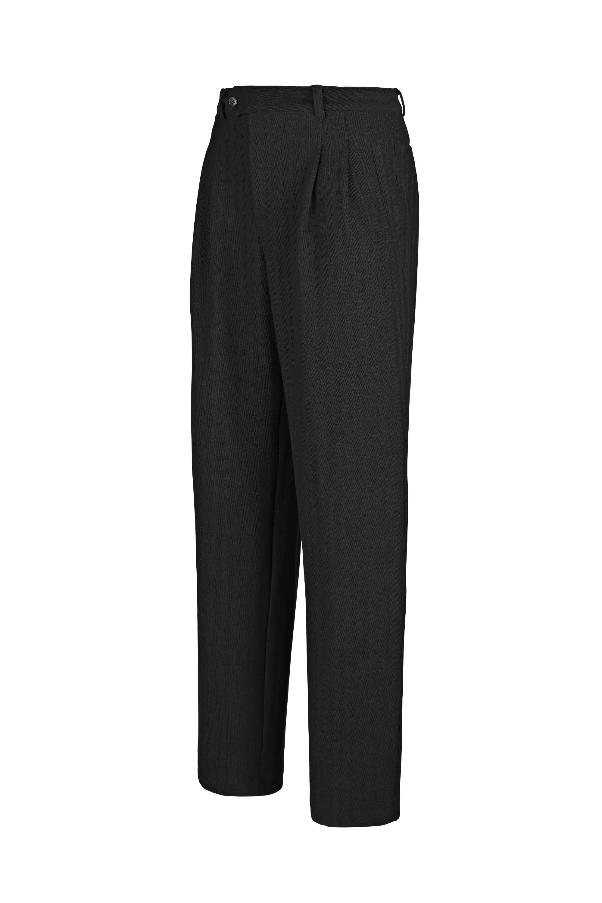 Double Pleated Wide-Fit Straight Trousers