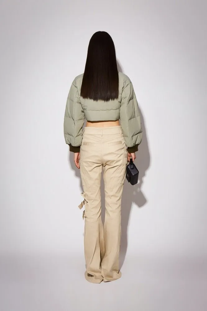 Double-waistband Fitted Cargo Trousers in Khaki