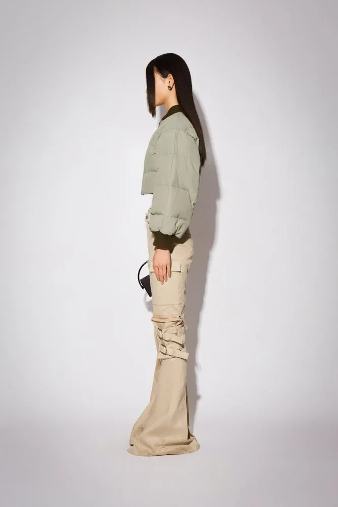 Double-waistband Fitted Cargo Trousers in Khaki