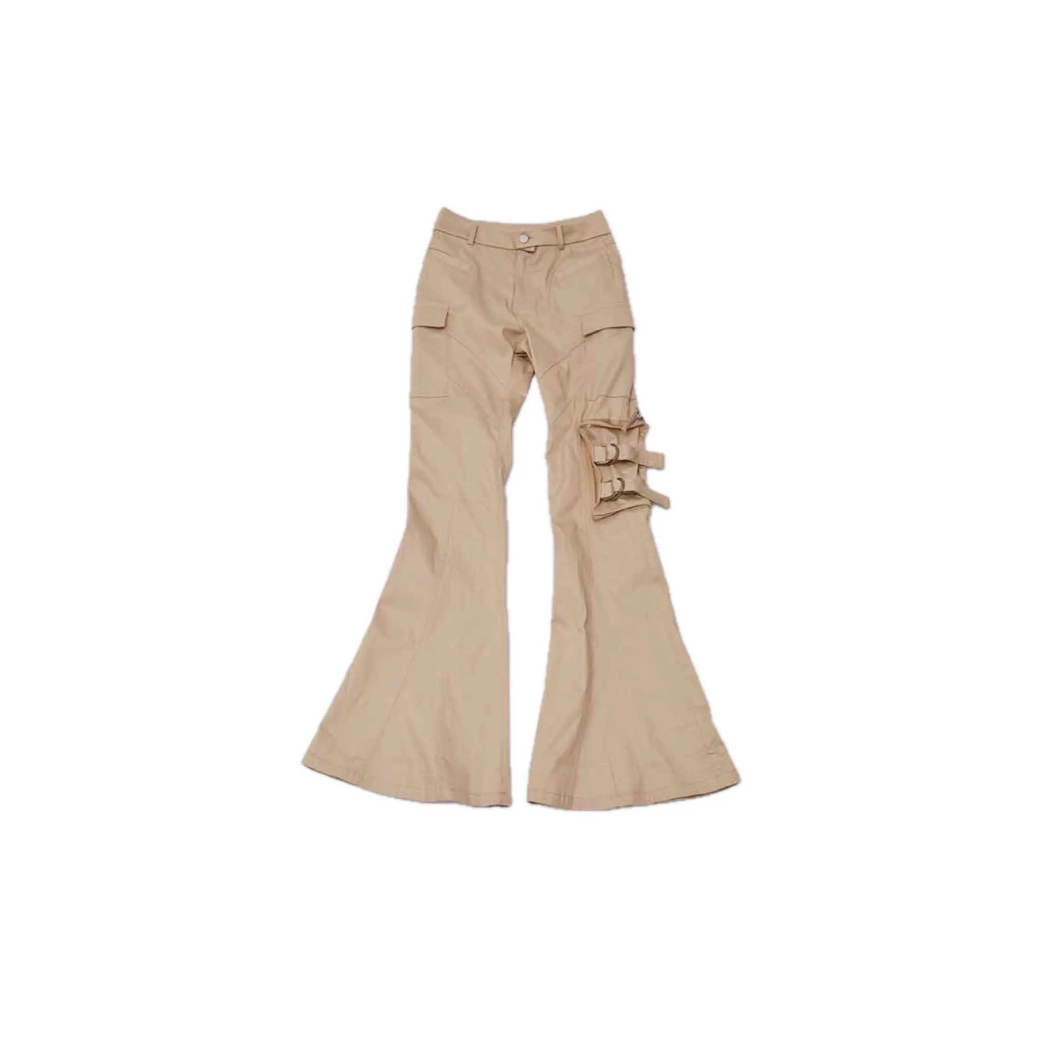 Double-waistband Fitted Cargo Trousers in Khaki