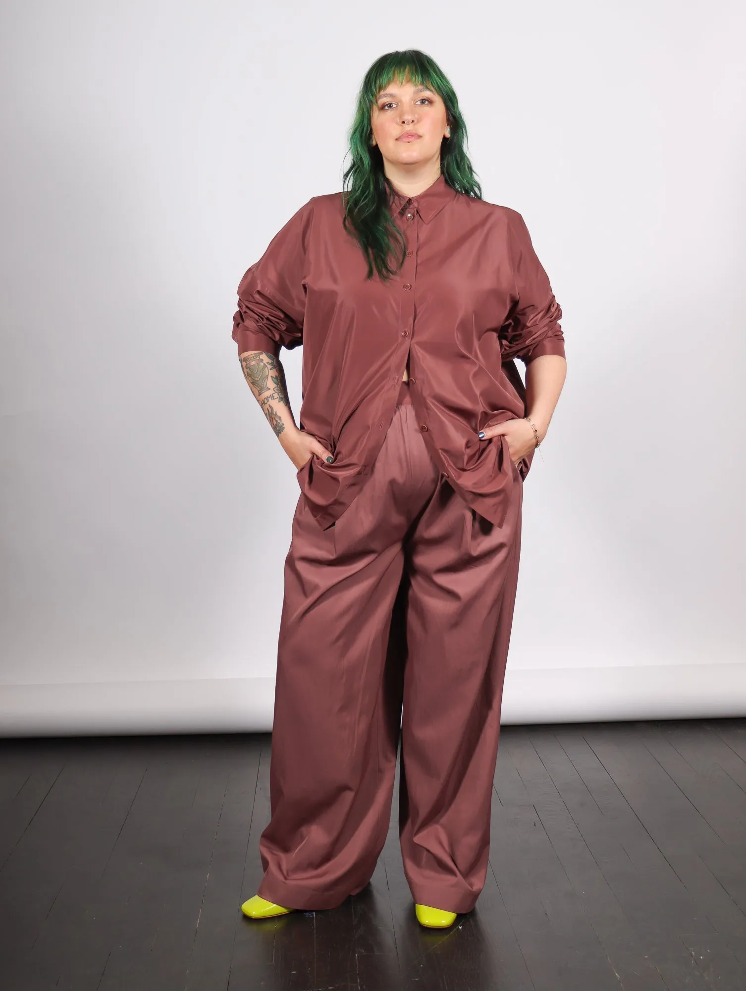 Drapey Suiting Marit Pull On Pants in Cinnamon by Tibi