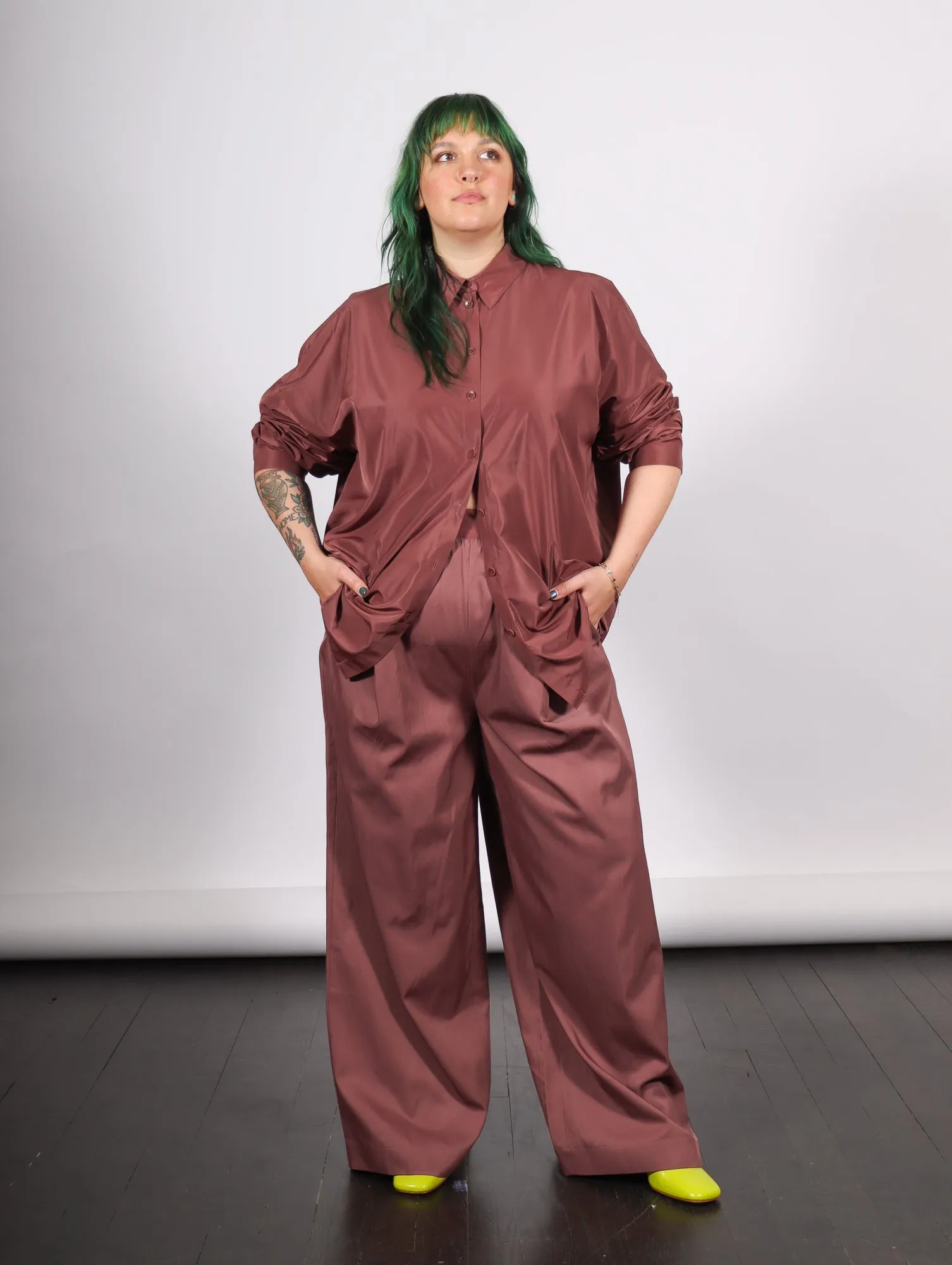 Drapey Suiting Marit Pull On Pants in Cinnamon by Tibi