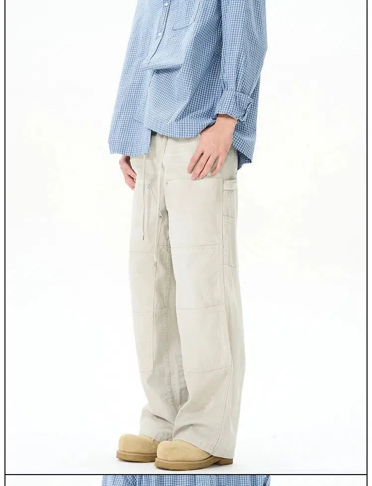 Drawcord Rippled Wash Cargo Pants