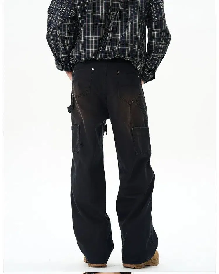 Drawcord Rippled Wash Cargo Pants