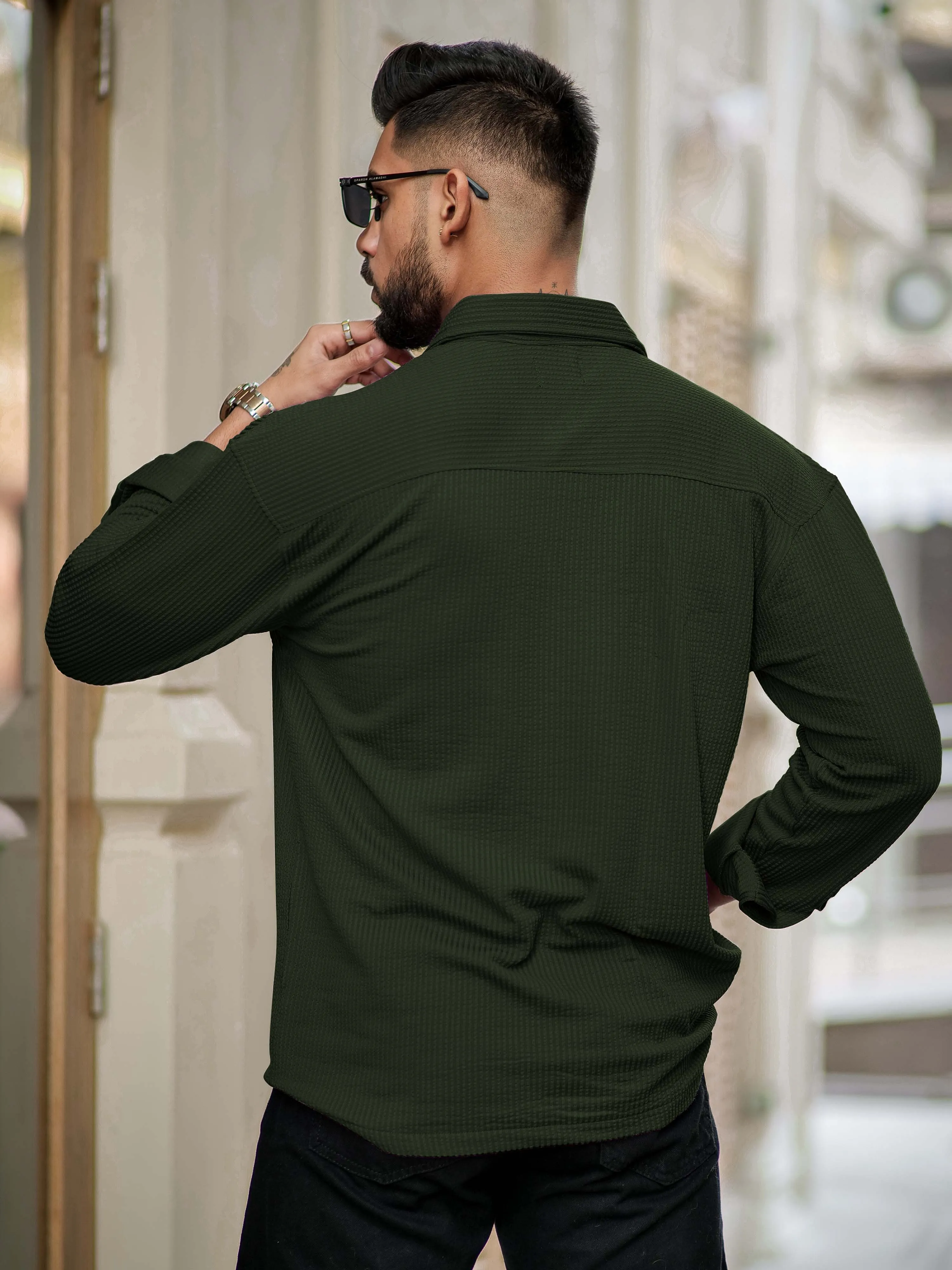 Elliot Cargo Knit Olive Lycra Shirt