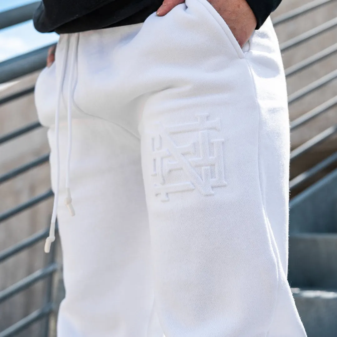 EMBOSSED CHAMP JOGGERS-WHITE