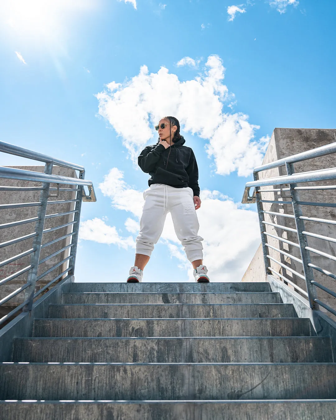 EMBOSSED CHAMP JOGGERS-WHITE