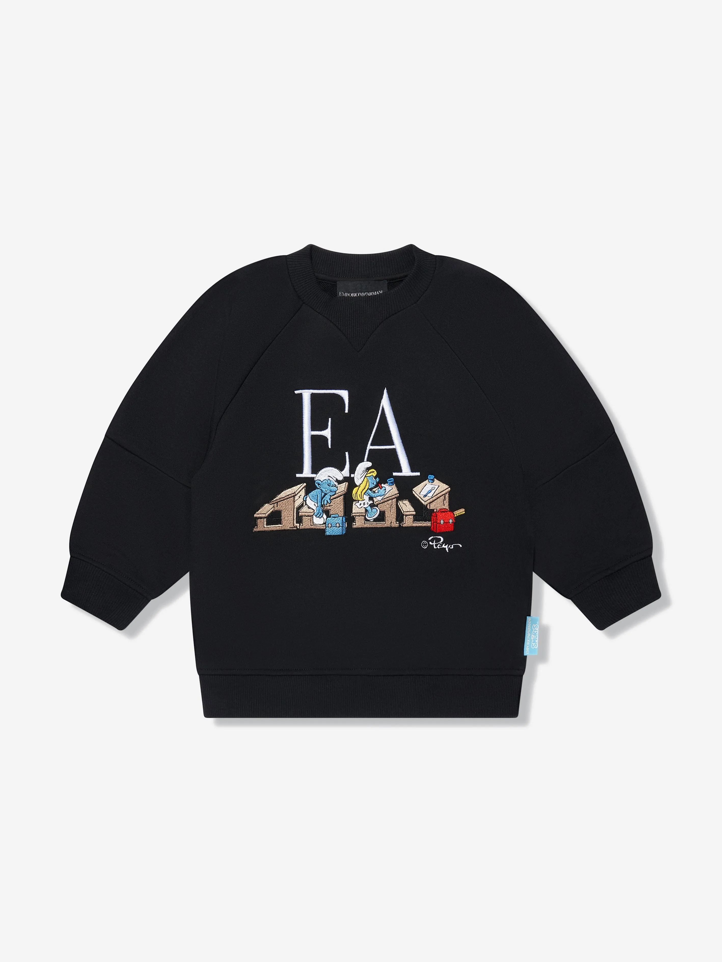 Emporio Armani Boys Smurfs Logo Sweatshirt in Navy