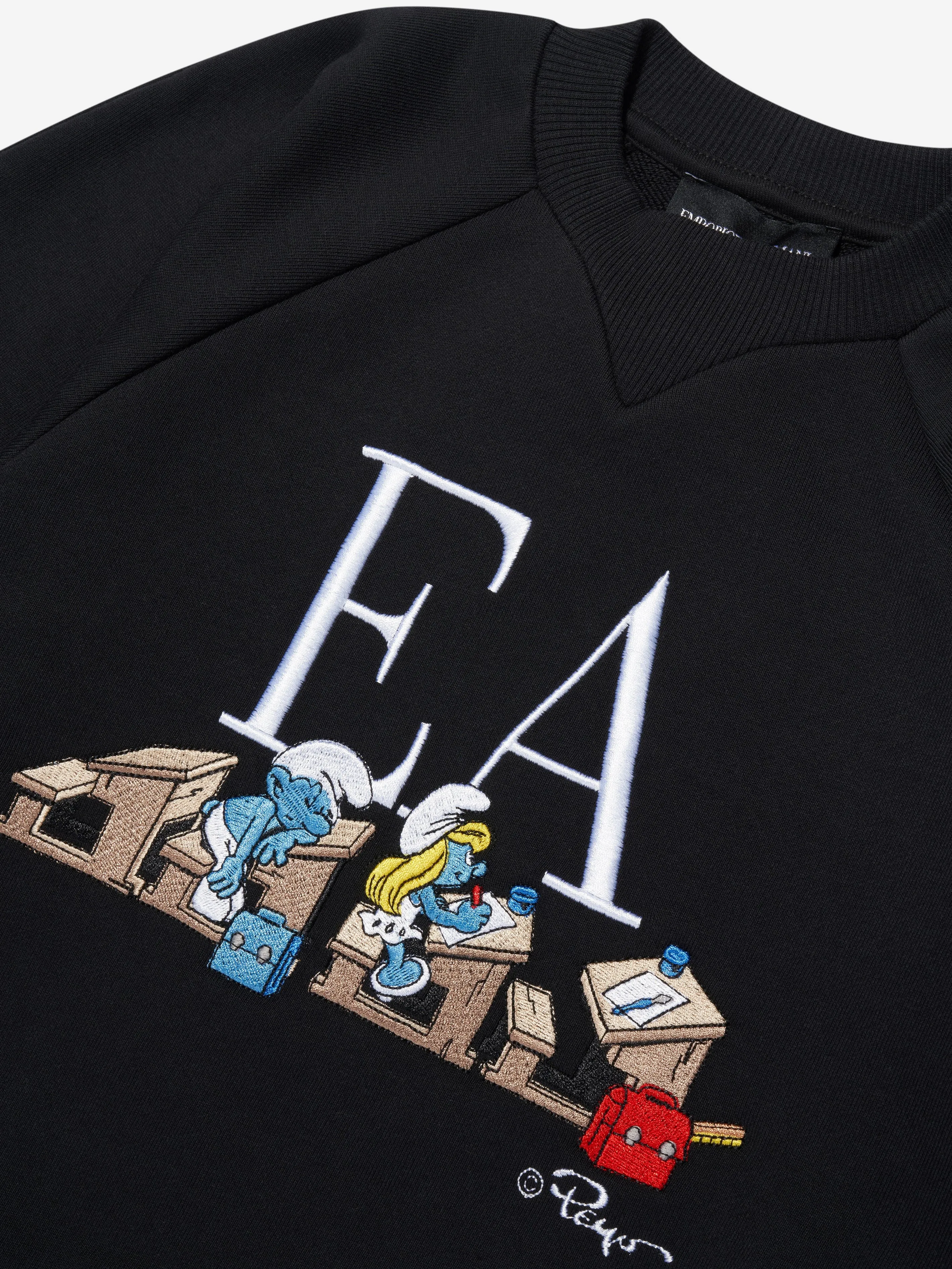 Emporio Armani Boys Smurfs Logo Sweatshirt in Navy