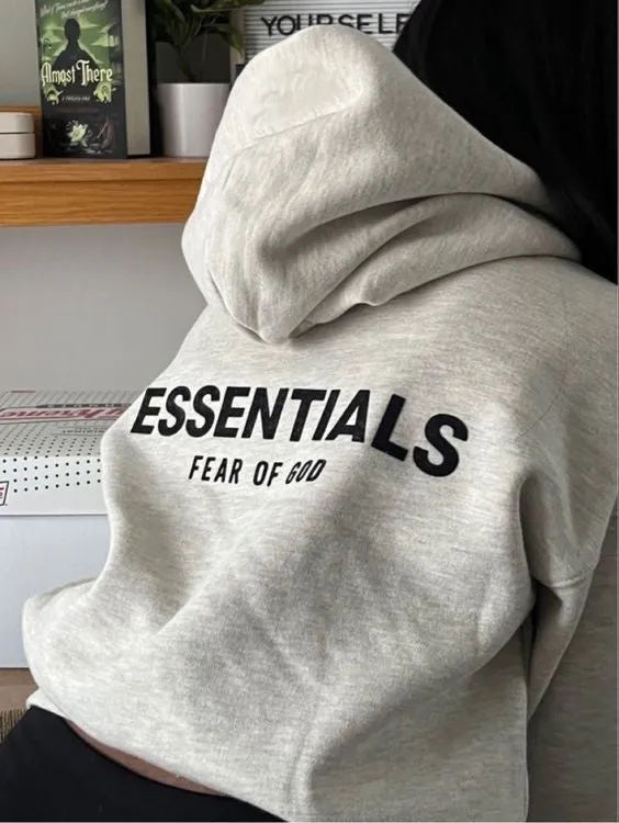 Essentials Fear of God Grey Oversized Relaxed Fit Pullover Casual Hoodie Fir men's Women's Fashion