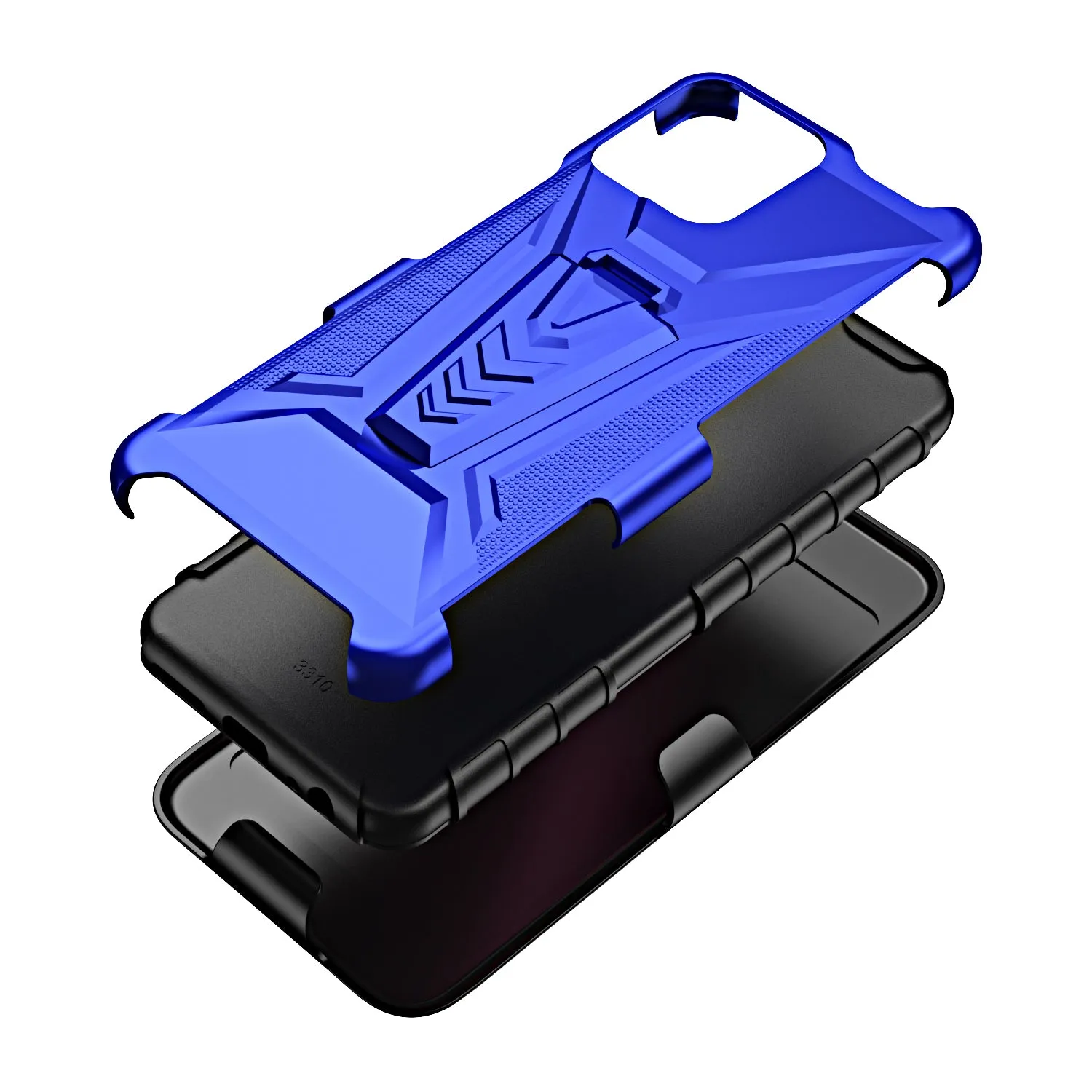 For T-Mobile REVVL 6 5G Case with Tempered Glass Screen Protector Heavy Duty Protective Phone Case,Built-in Kickstand Rugged Shockproof Protective Phone Case - Blue