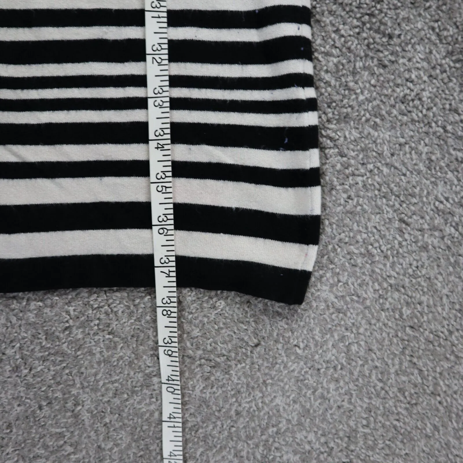 French Connection Womens Striped Sweater Dress Round Neck White Black Size 10