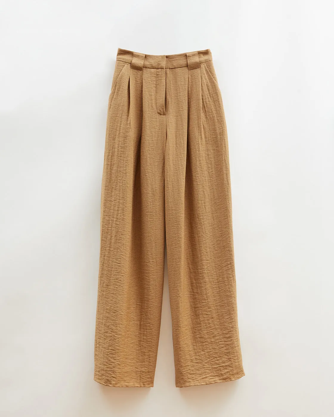 Freya Trousers Viscose Linen Blend Caramel