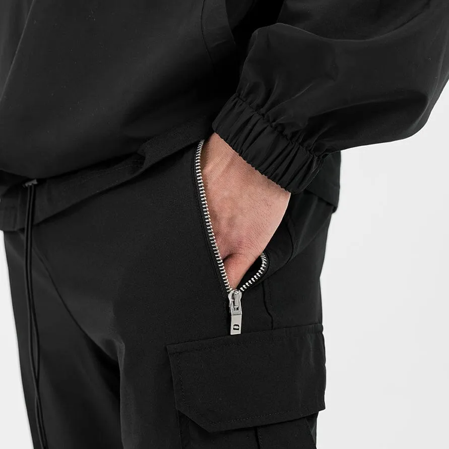 Half Zip Nylon Jacket - Black