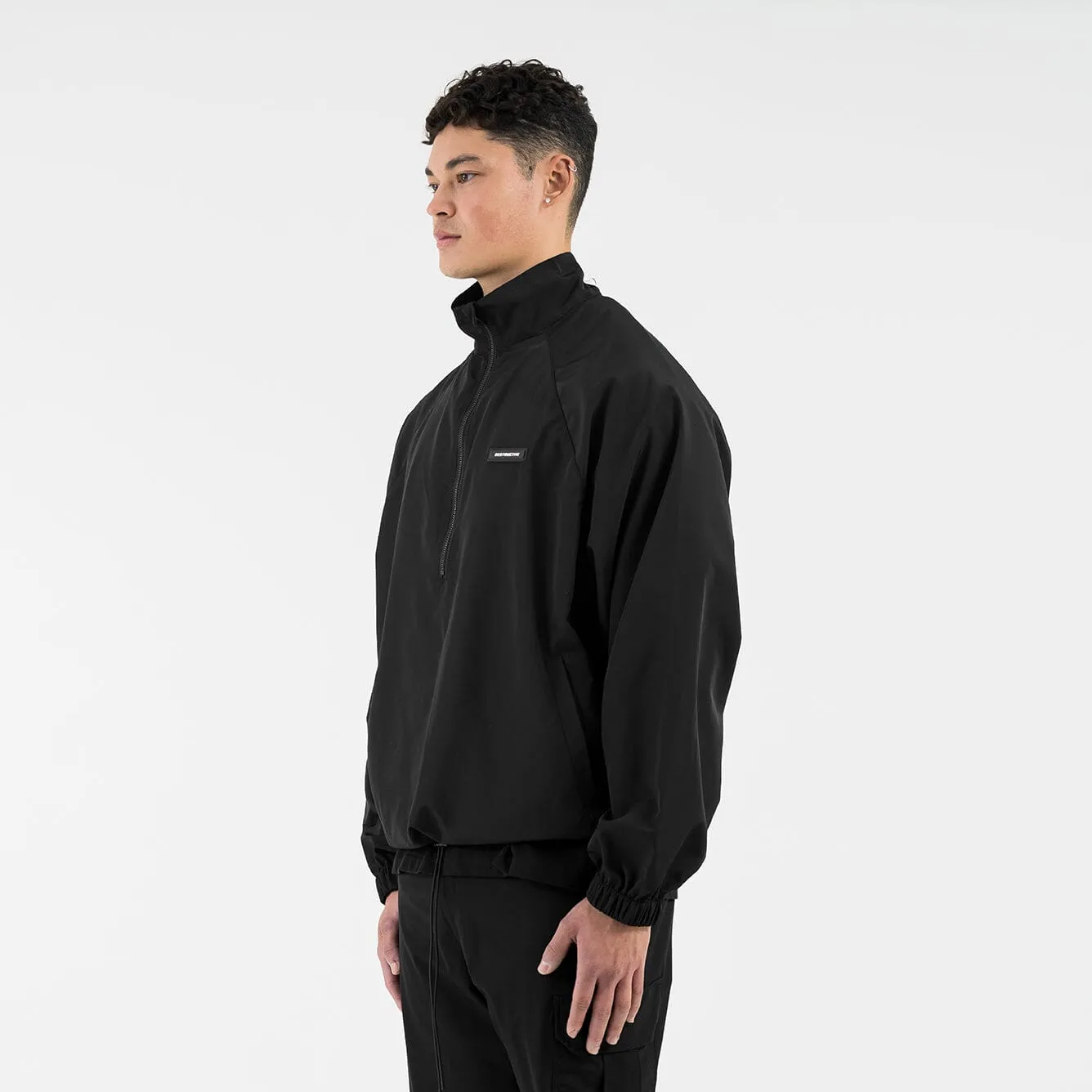 Half Zip Nylon Jacket - Black