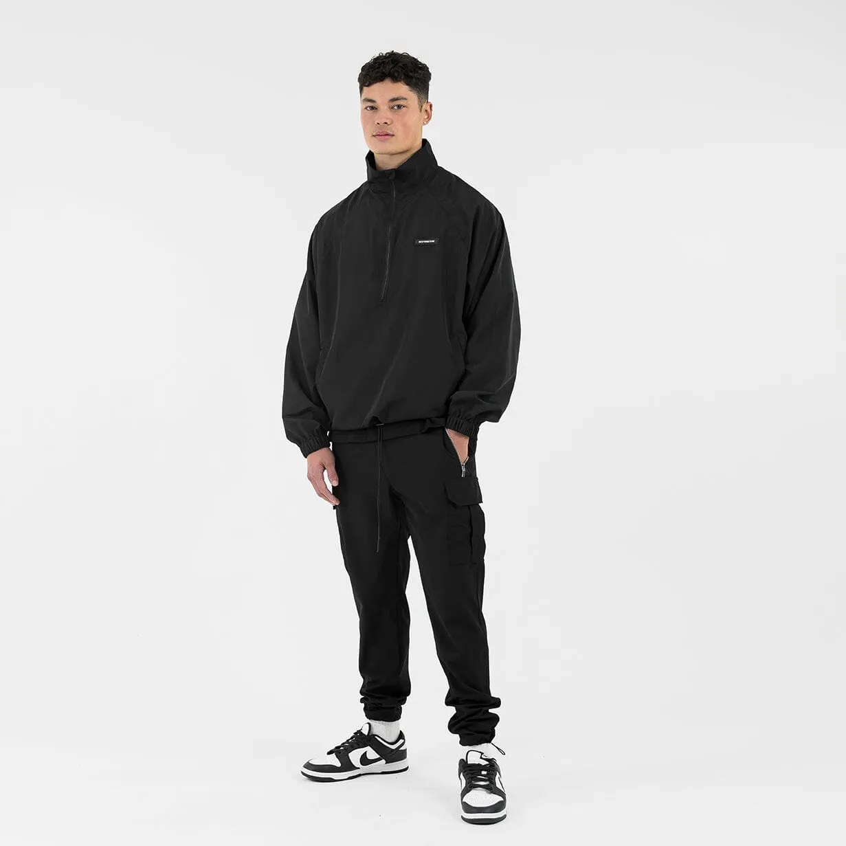 Half Zip Nylon Jacket - Black