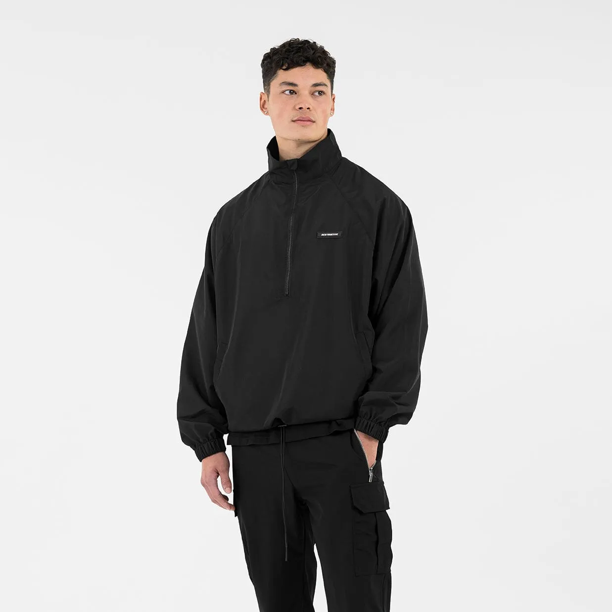 Half Zip Nylon Jacket - Black