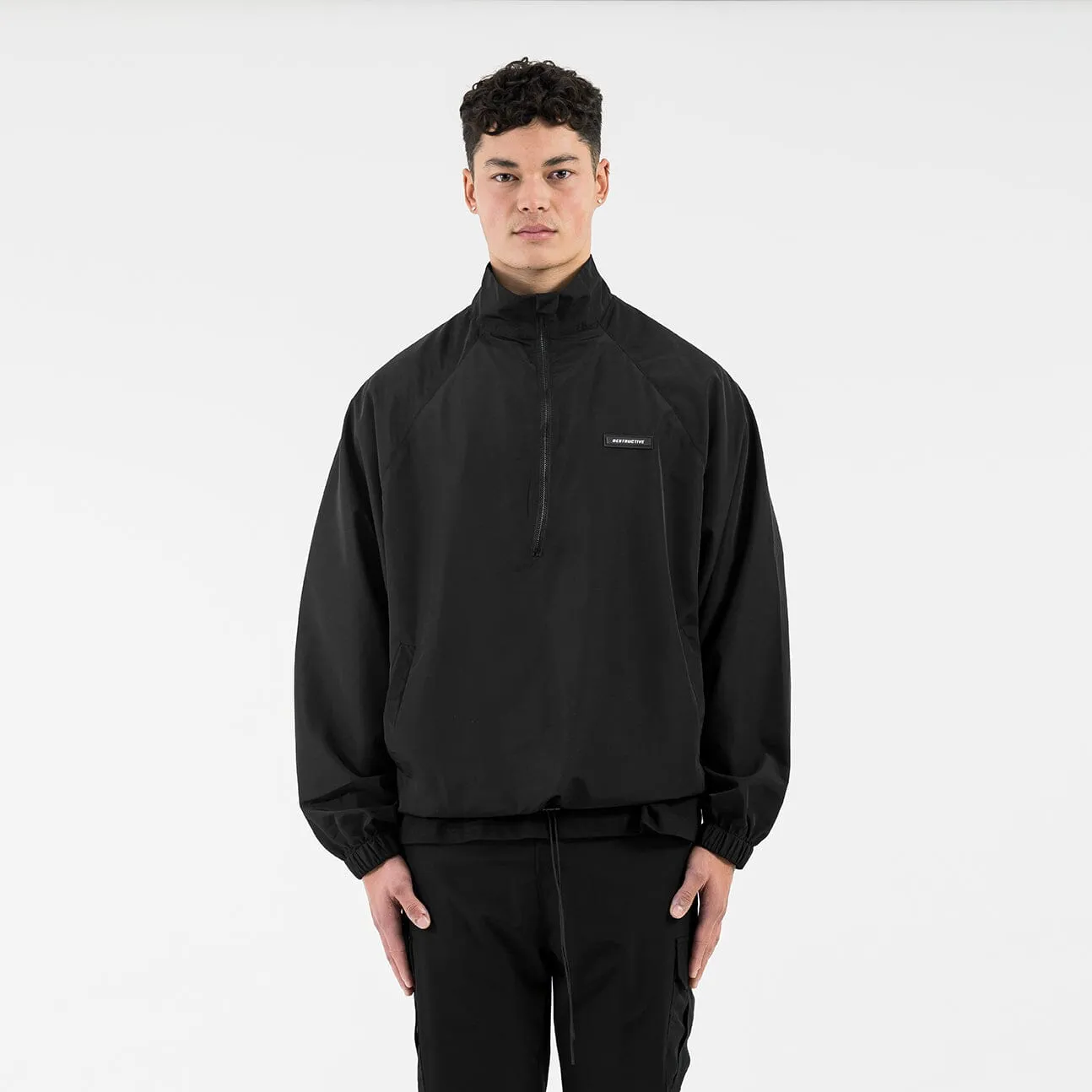 Half Zip Nylon Jacket - Black