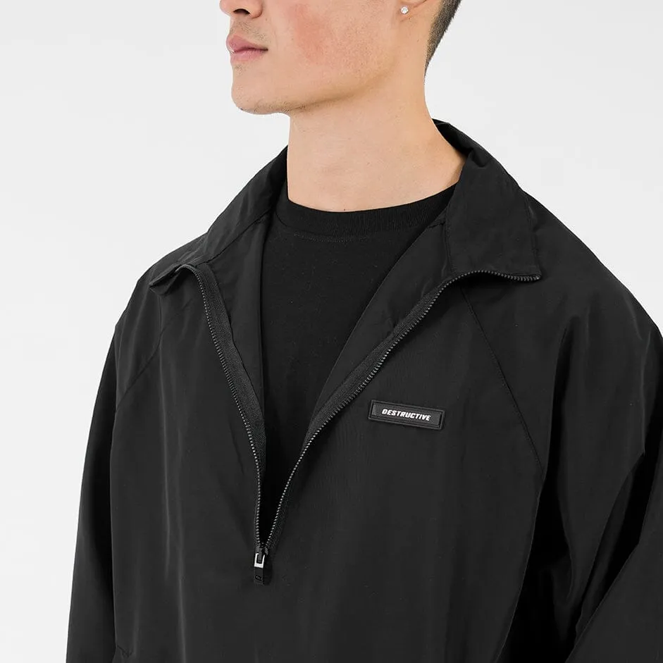 Half Zip Nylon Jacket - Black