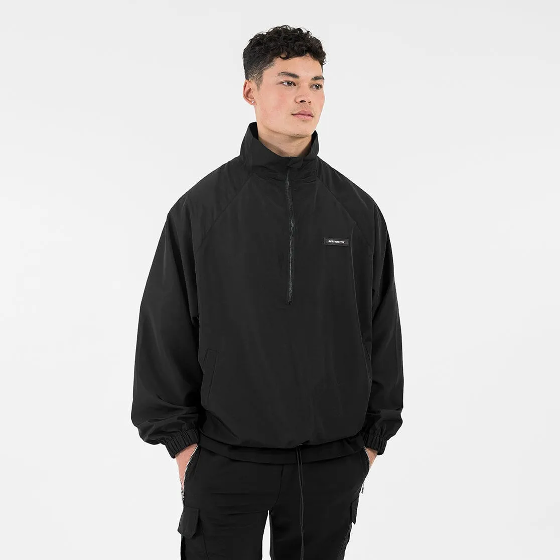 Half Zip Nylon Jacket - Black