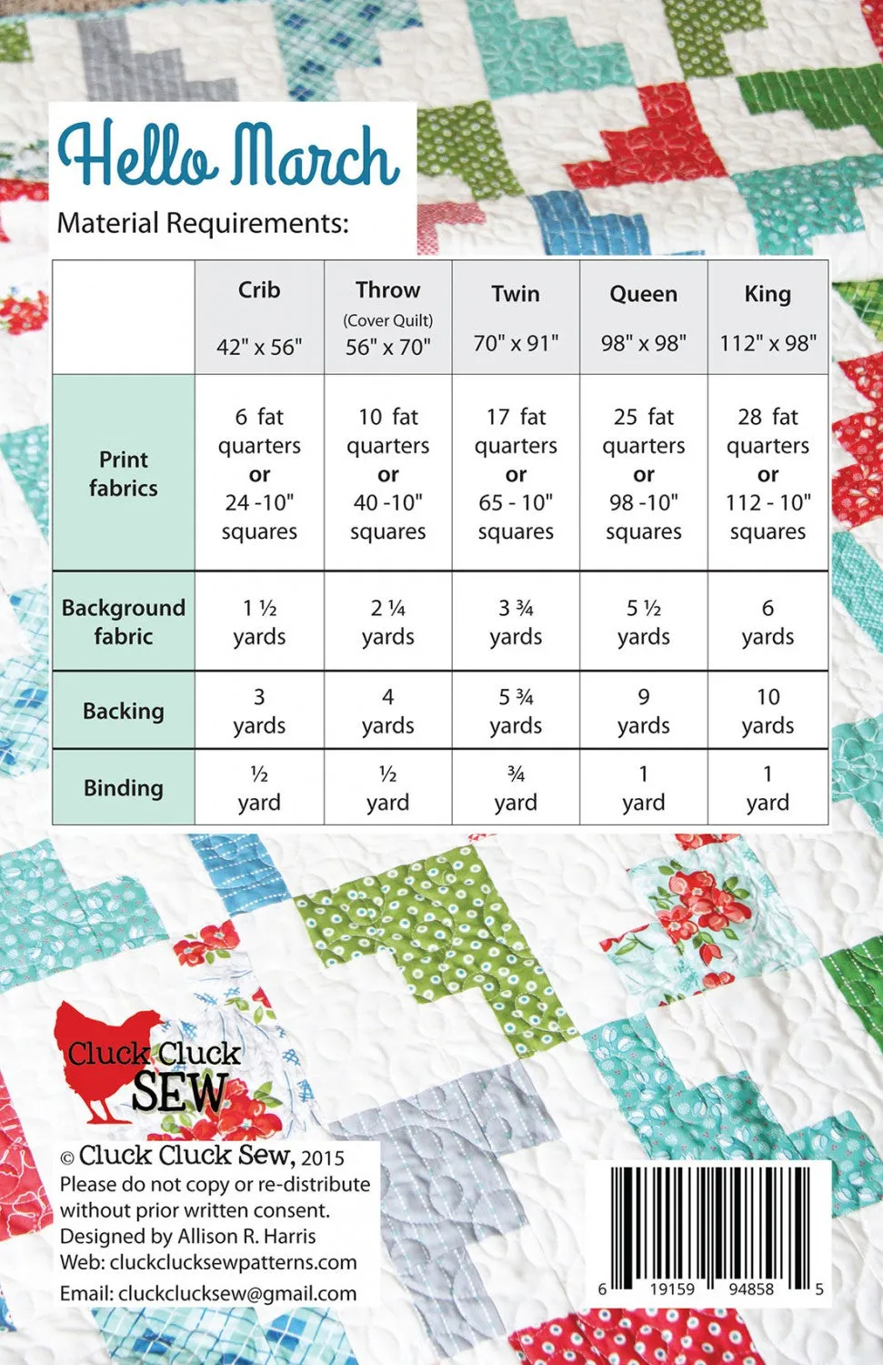 Hello March Quilt Pattern