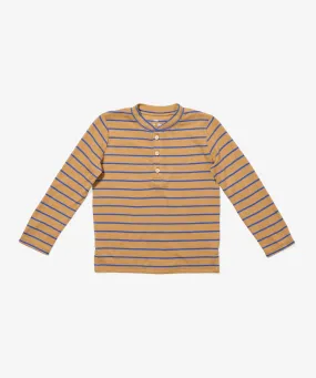 Henley T-Shirt, Camel Fine Stripe