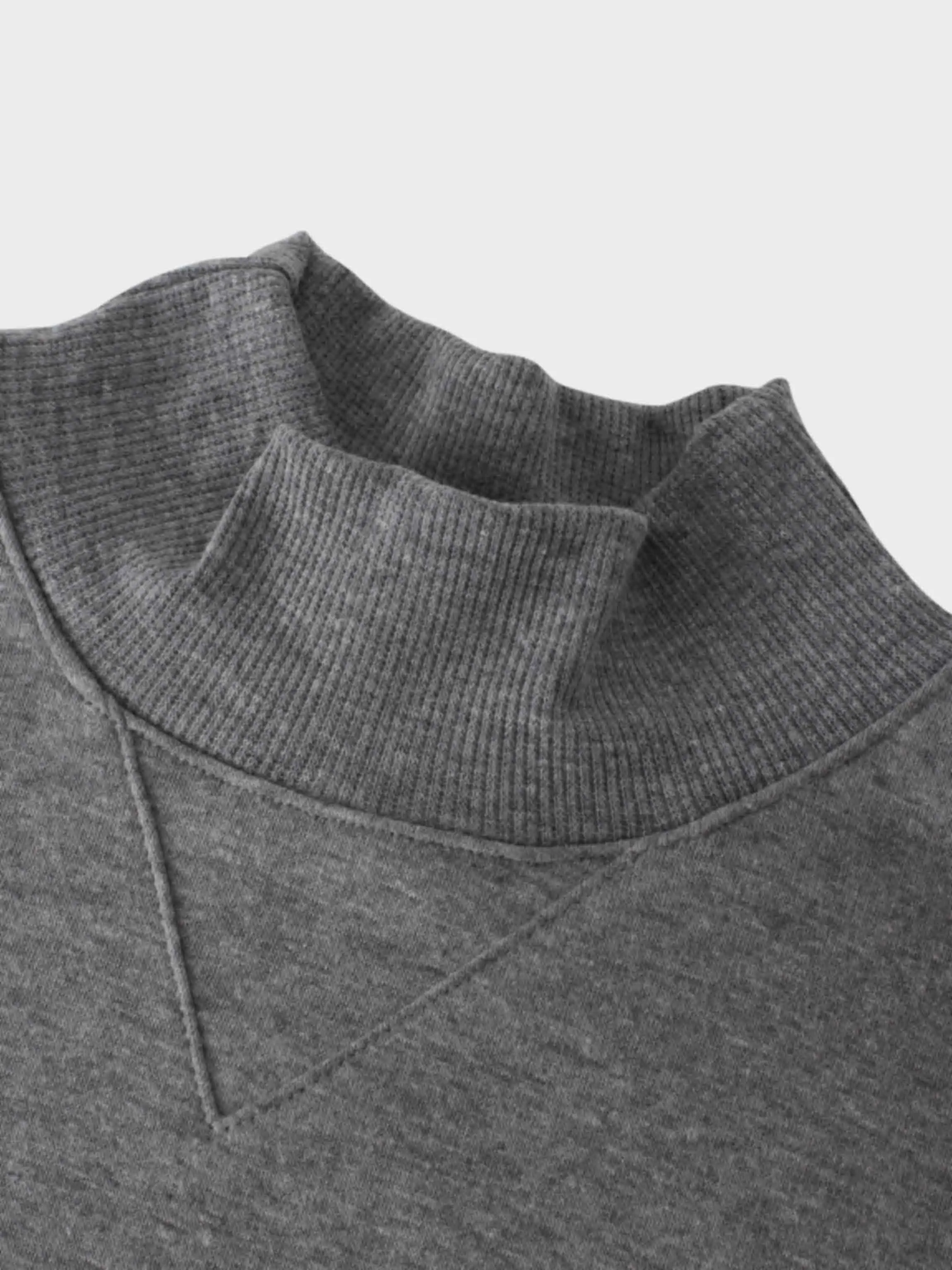 High Neck Sweatshirt-Heathered Grey