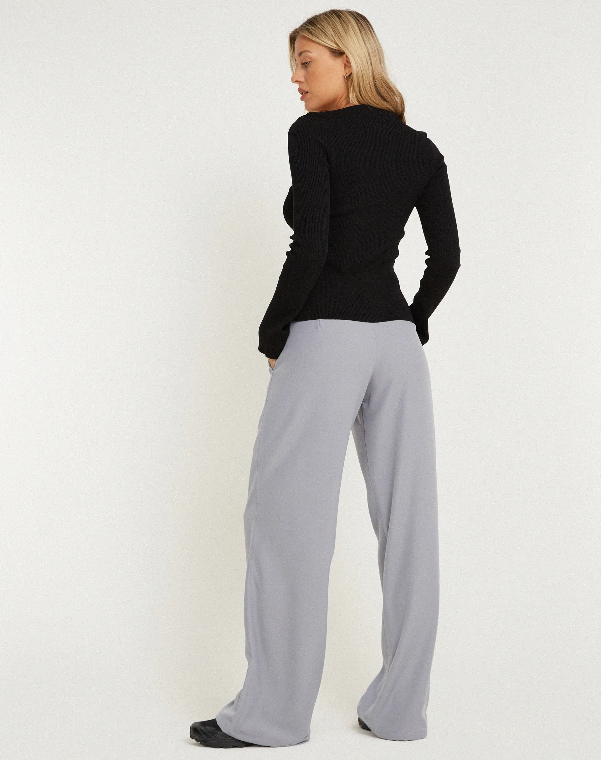 Hondra Wide Leg Trouser in Light Grey