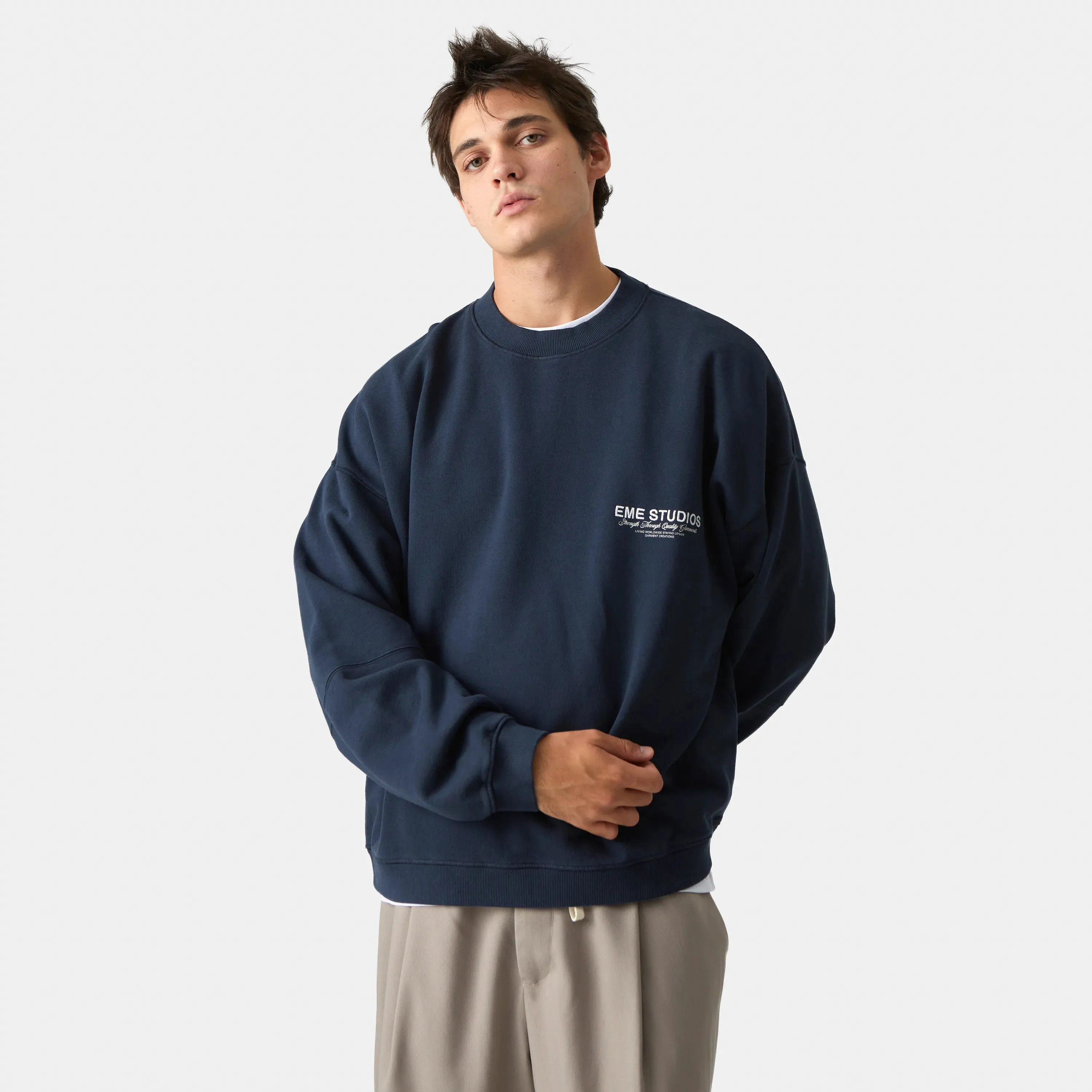 Iconic Navy Oversized Crewneck