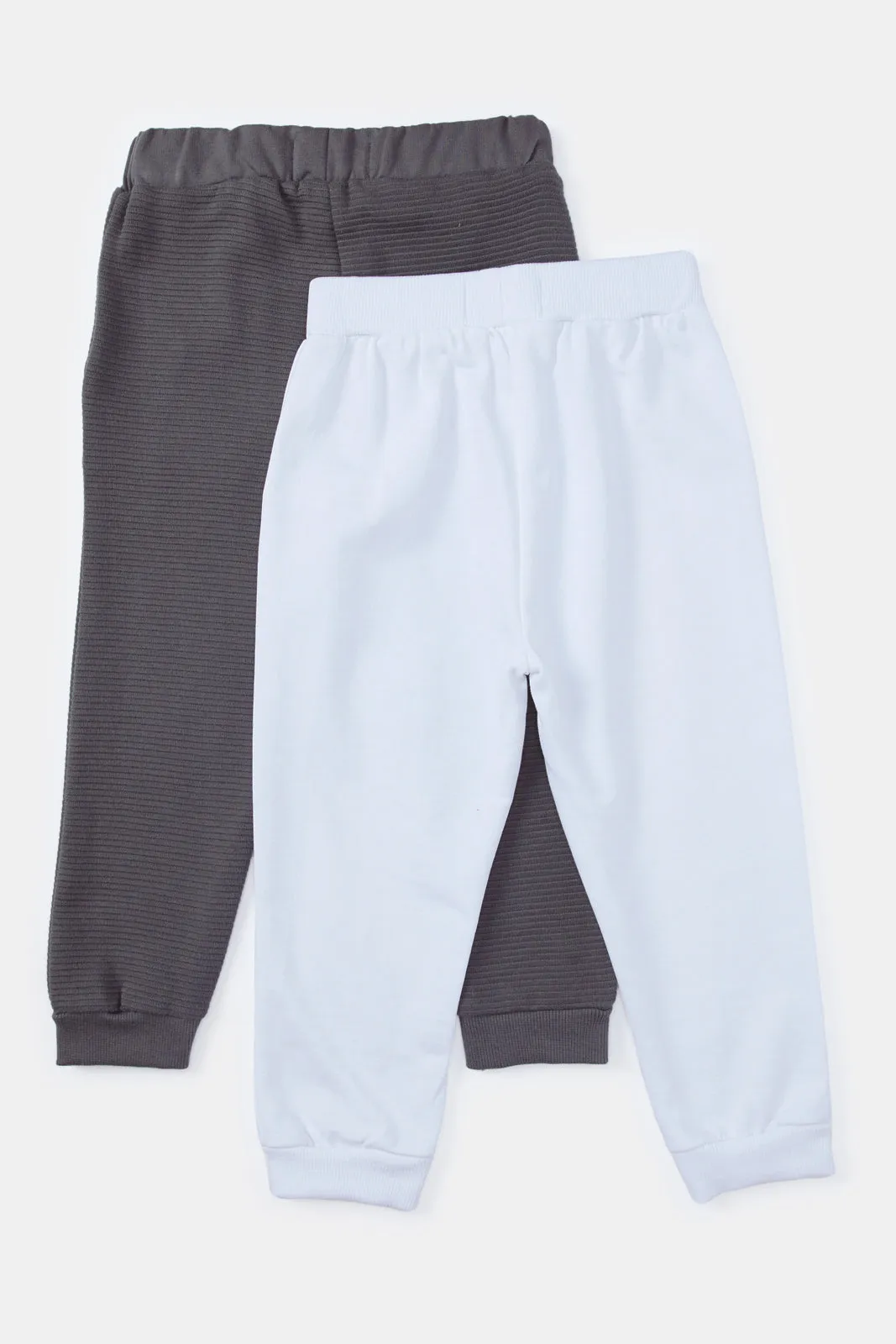 Infant Boys Grey And White Joggers Set (Pack of 2)