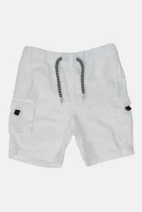 Infant Boys White Pull On Cargo Shorts