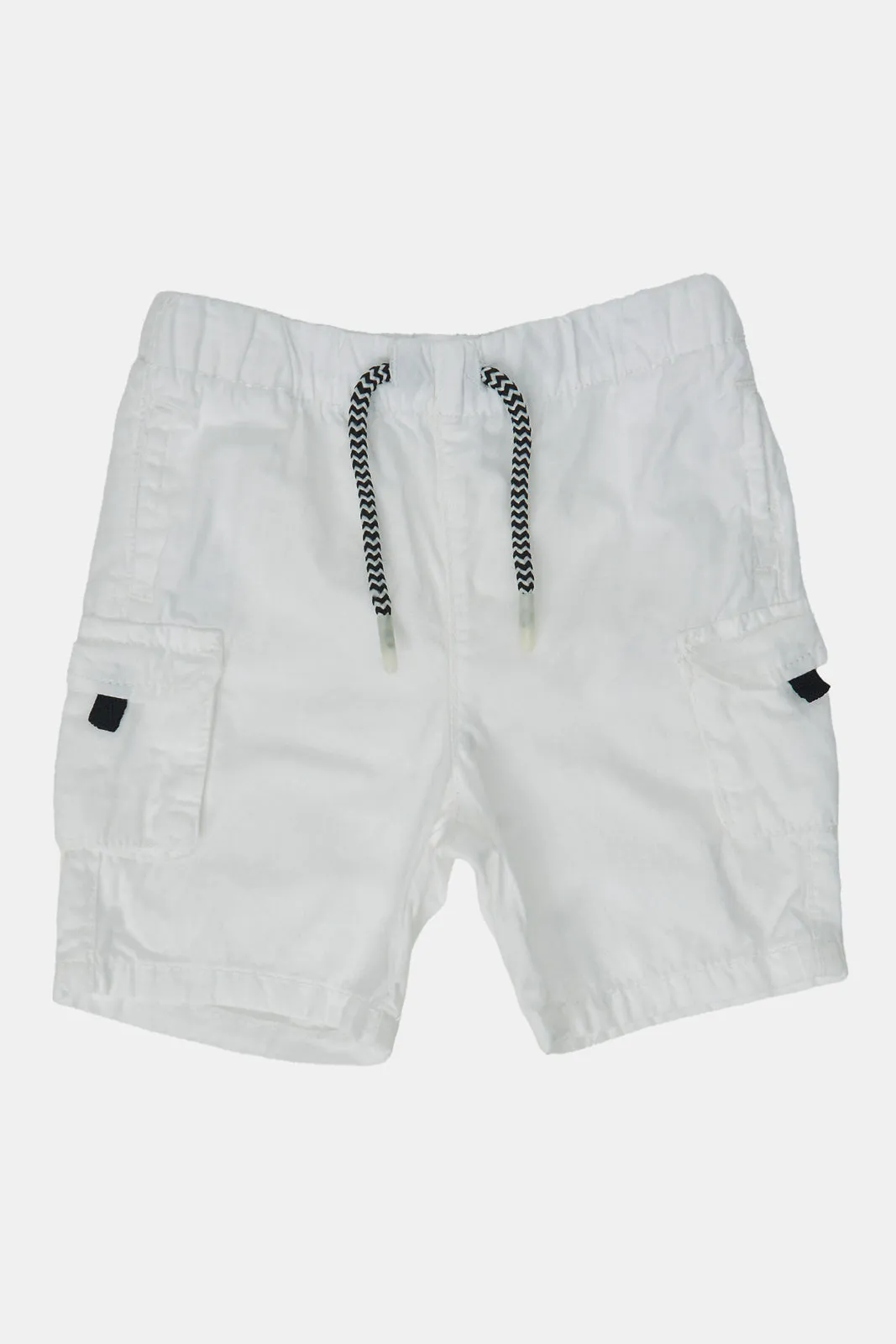 Infant Boys White Pull On Cargo Shorts