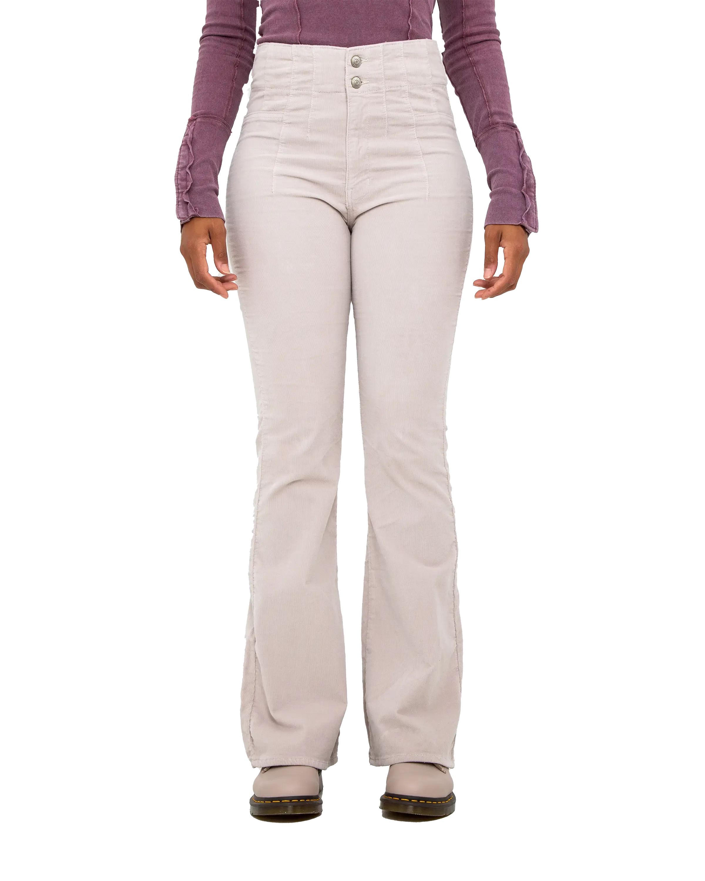 Jayde Cord Flare Trousers in Love Stone