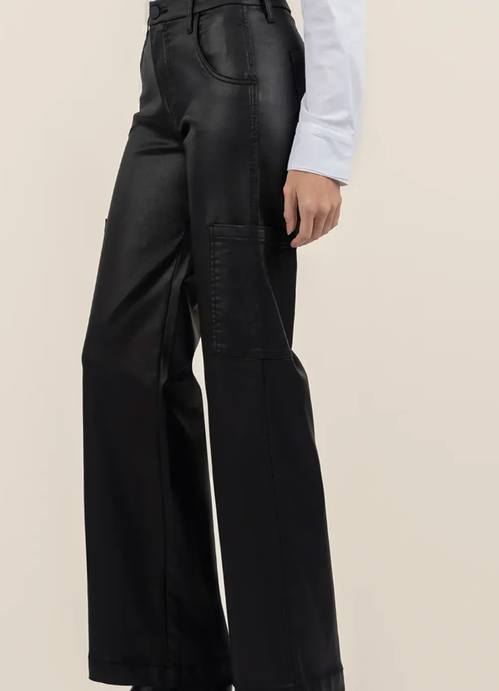 Jodi Coated High Rise Wide Leg