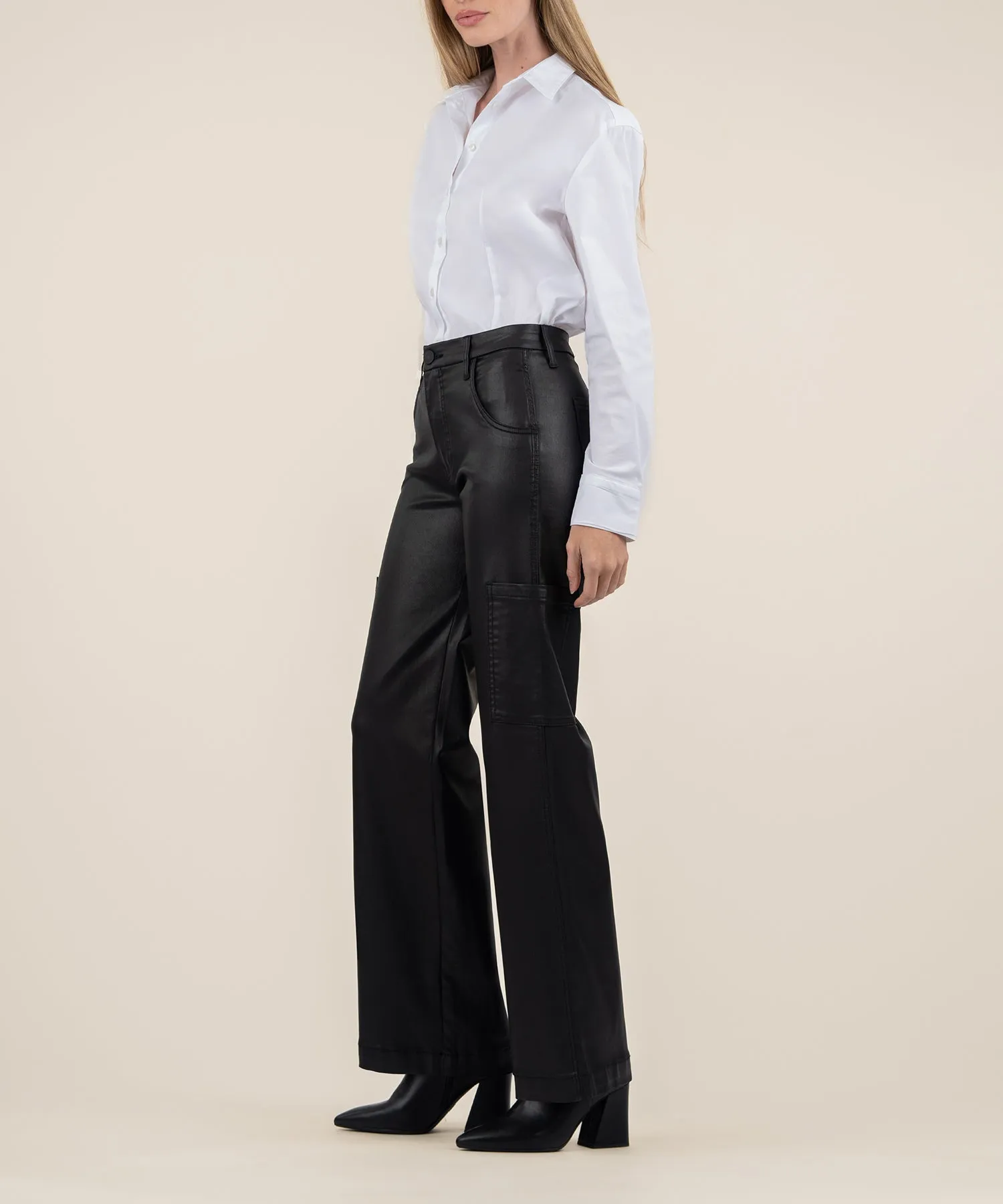 Jodi Coated High Rise Wide Leg