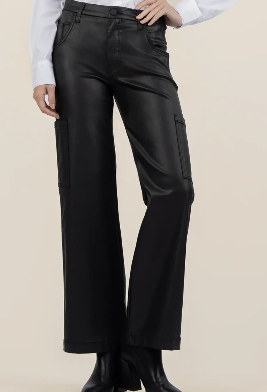 Jodi Coated High Rise Wide Leg