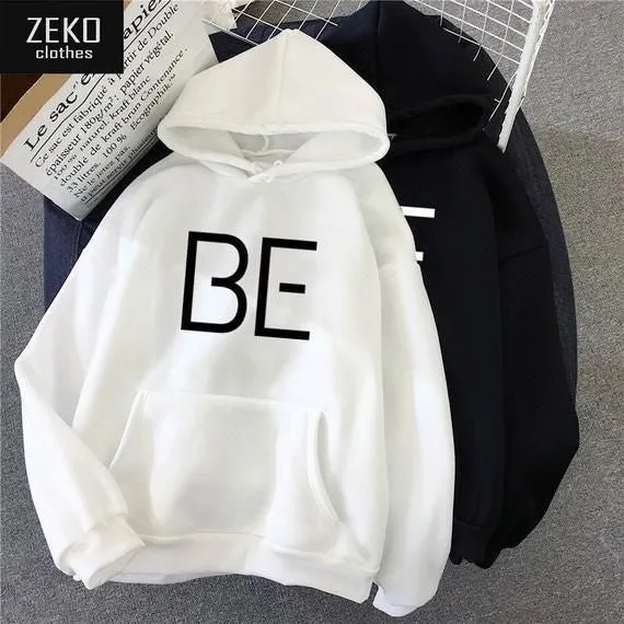 Kawaii Y2K Fashion Style BE Printed Street Style Unisex Oversized Pullover Hoodie