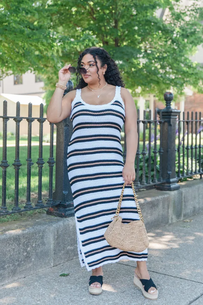 Keeping Tabs Black And White Striped Knit Sweater Dress FINAL SALE