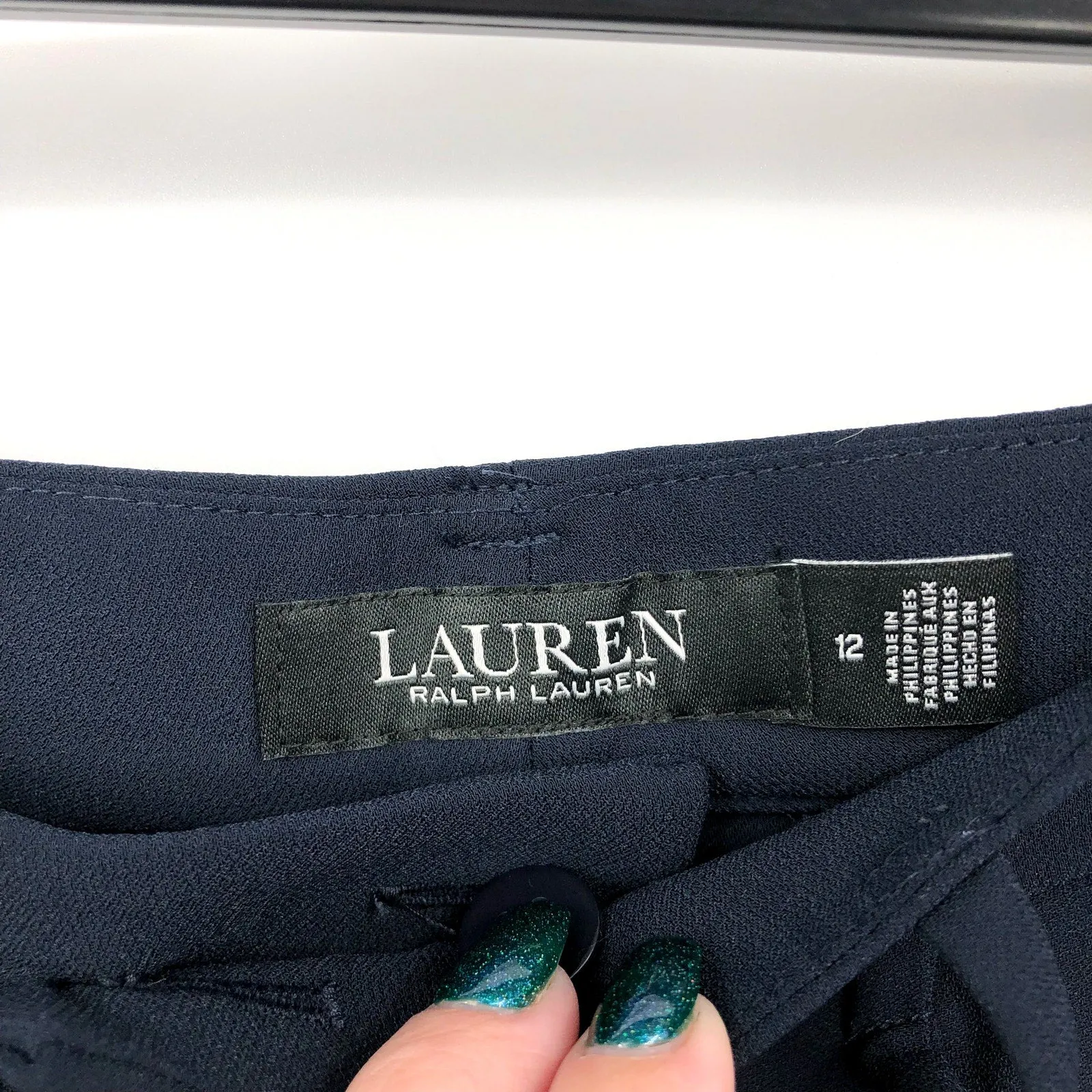 LAUREN RALPH LAUREN Womens Wide Leg Trousers Size 12 Lauren Navy