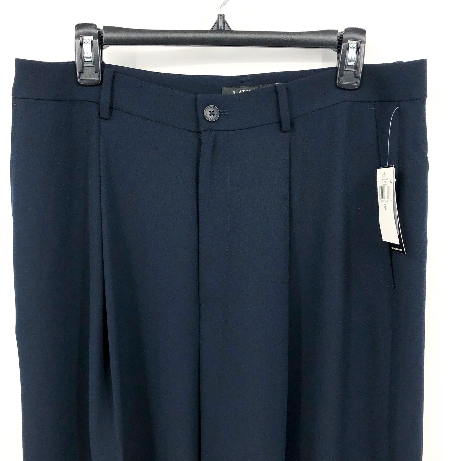 LAUREN RALPH LAUREN Womens Wide Leg Trousers Size 12 Lauren Navy