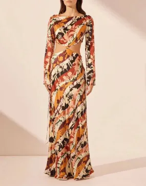 Lily Floral Print Cut-out Maxi Dress