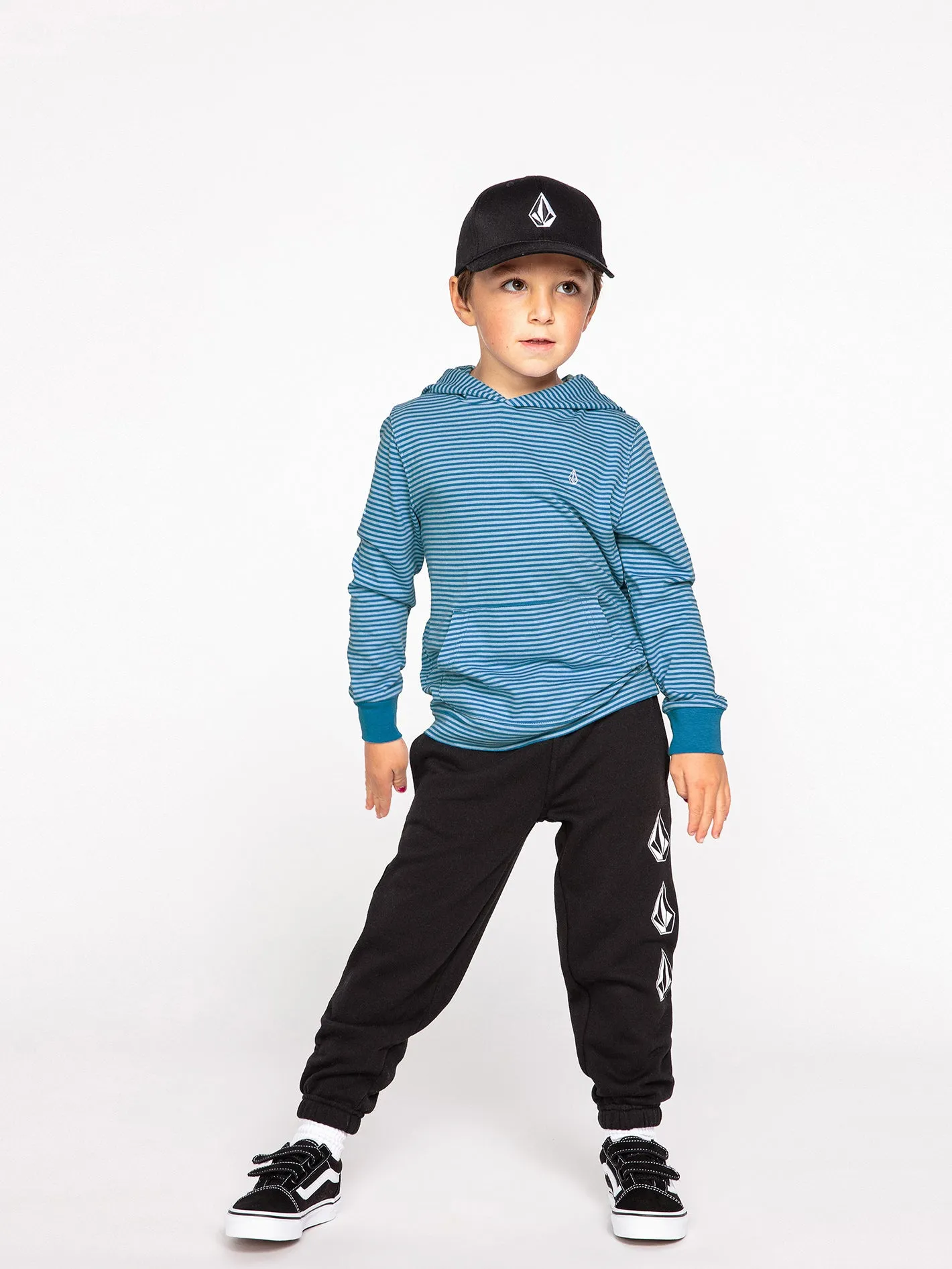 Little Boys Iconic Stone Elastic Waist Fleece Pants - Black