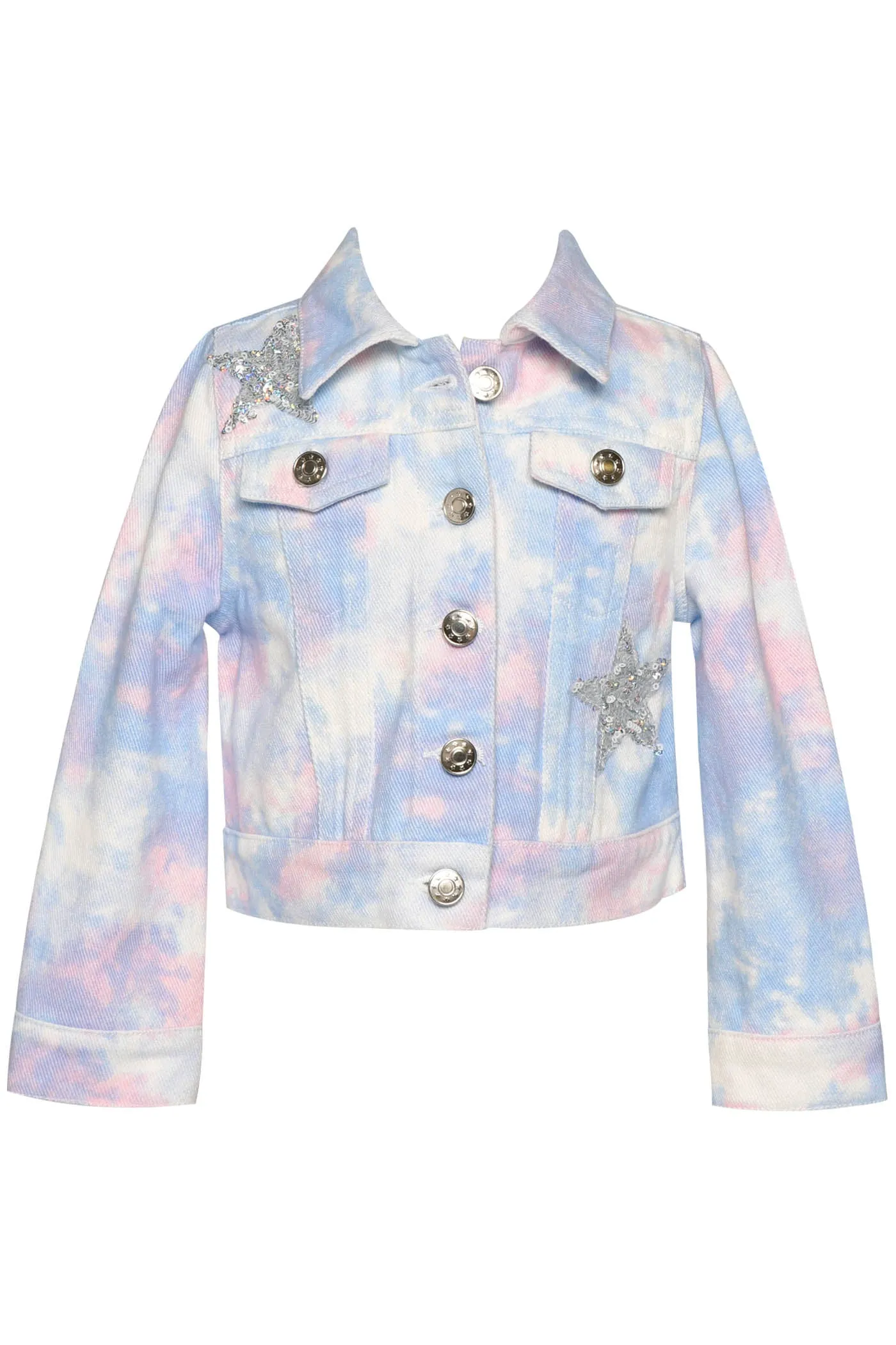 Little Girl's Tie Dye Cotton Candy Dreams Star Denim Jacket