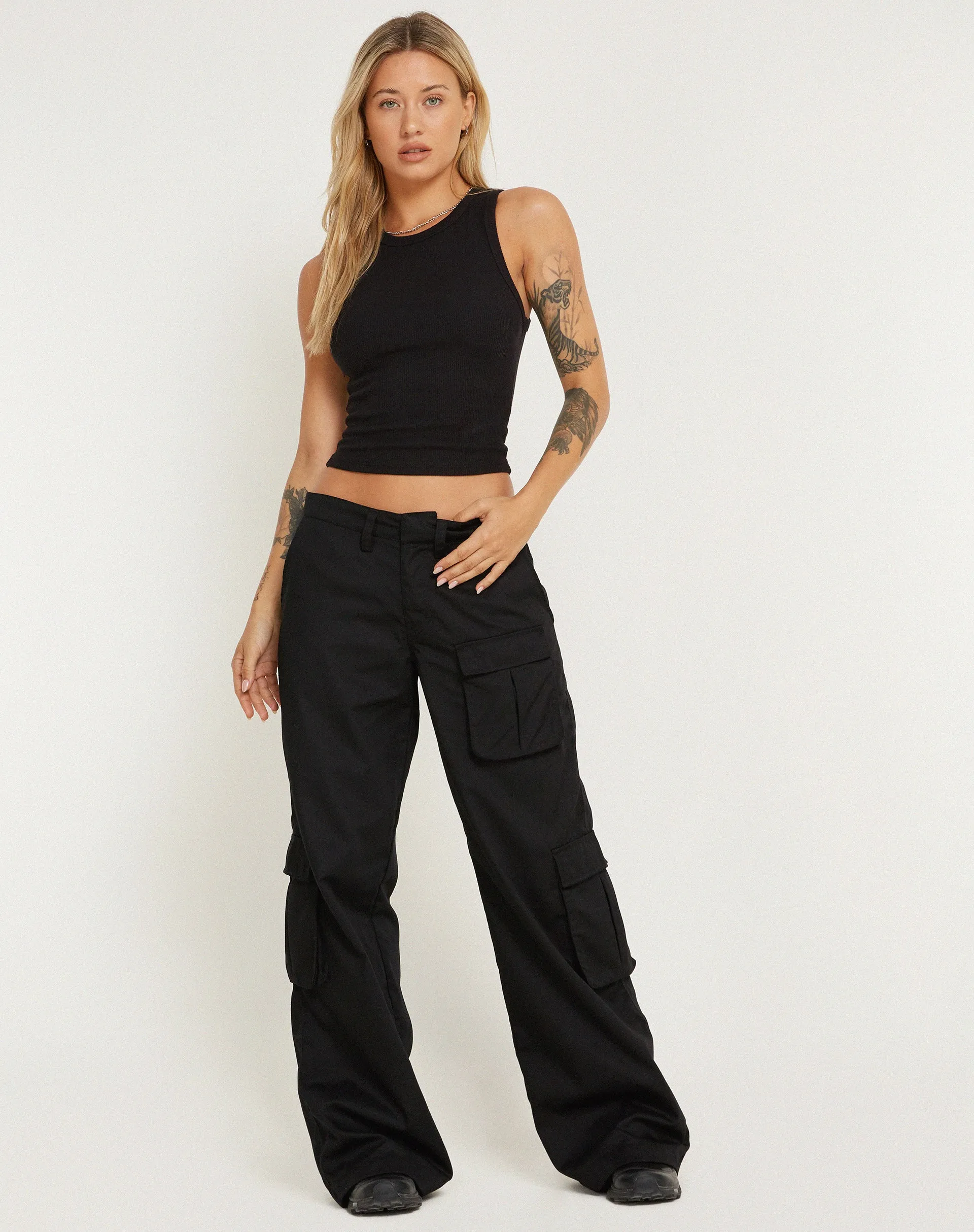 Lovis Cargo Trouser in Black