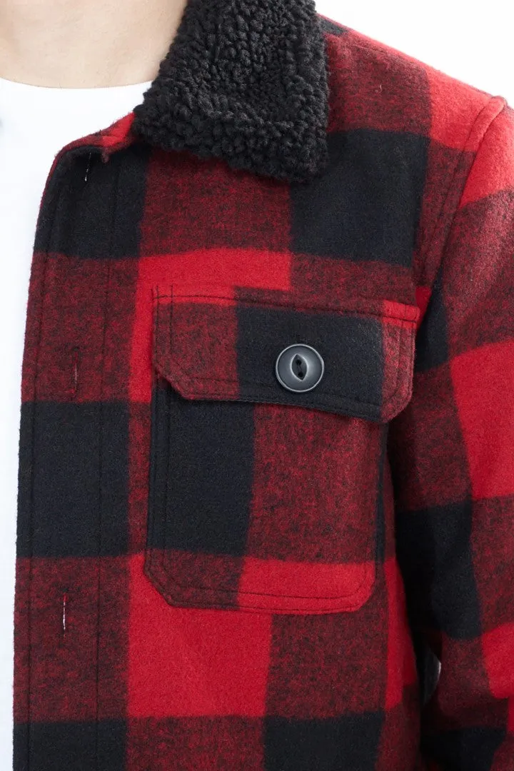 LUMBERJACK CHECK PRINT SHERPA COLLAR JACKET